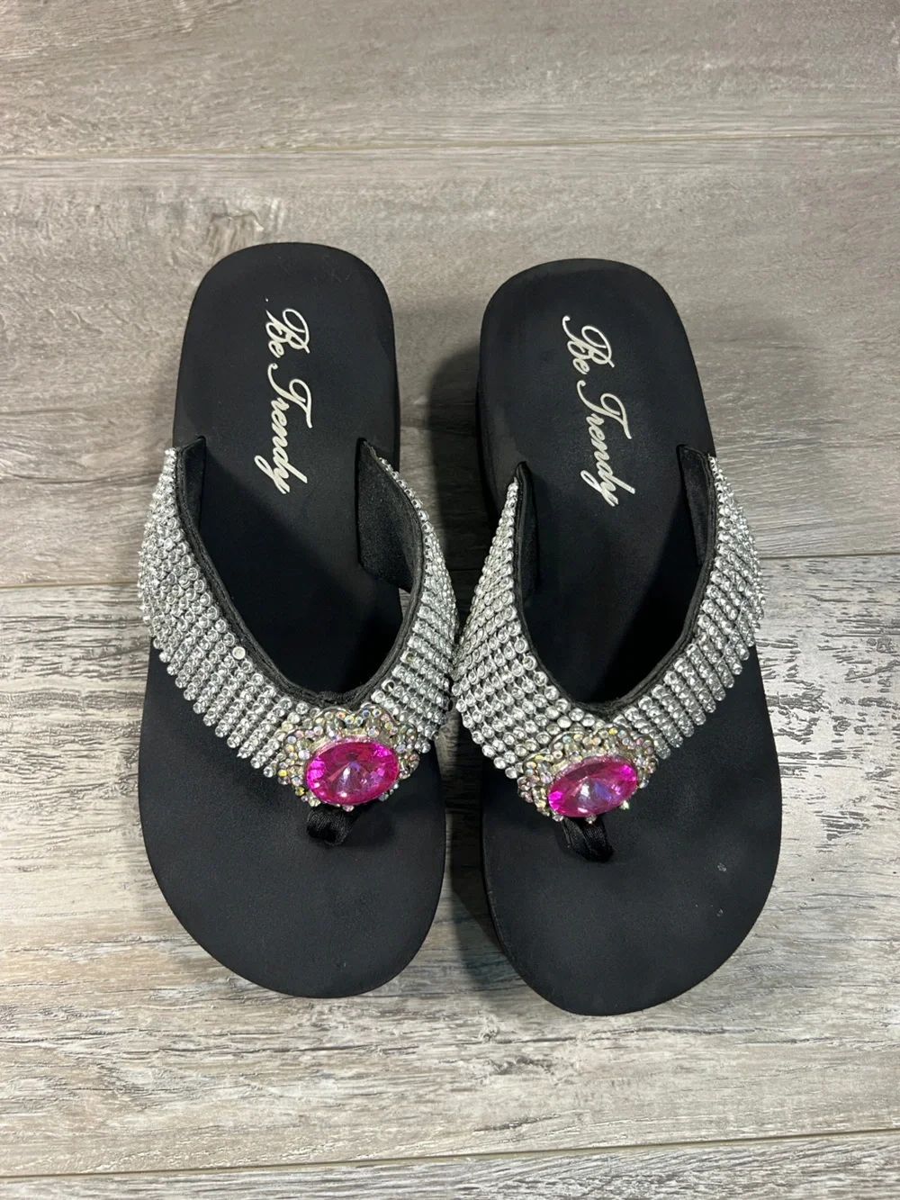 BeTrendy Rhinestone Wedge Platform Sandals Size 7